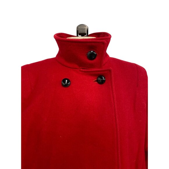 Vintage 1980s International Scene Red Pure Wool Double-Breasted Coat - Picture 9 of 16